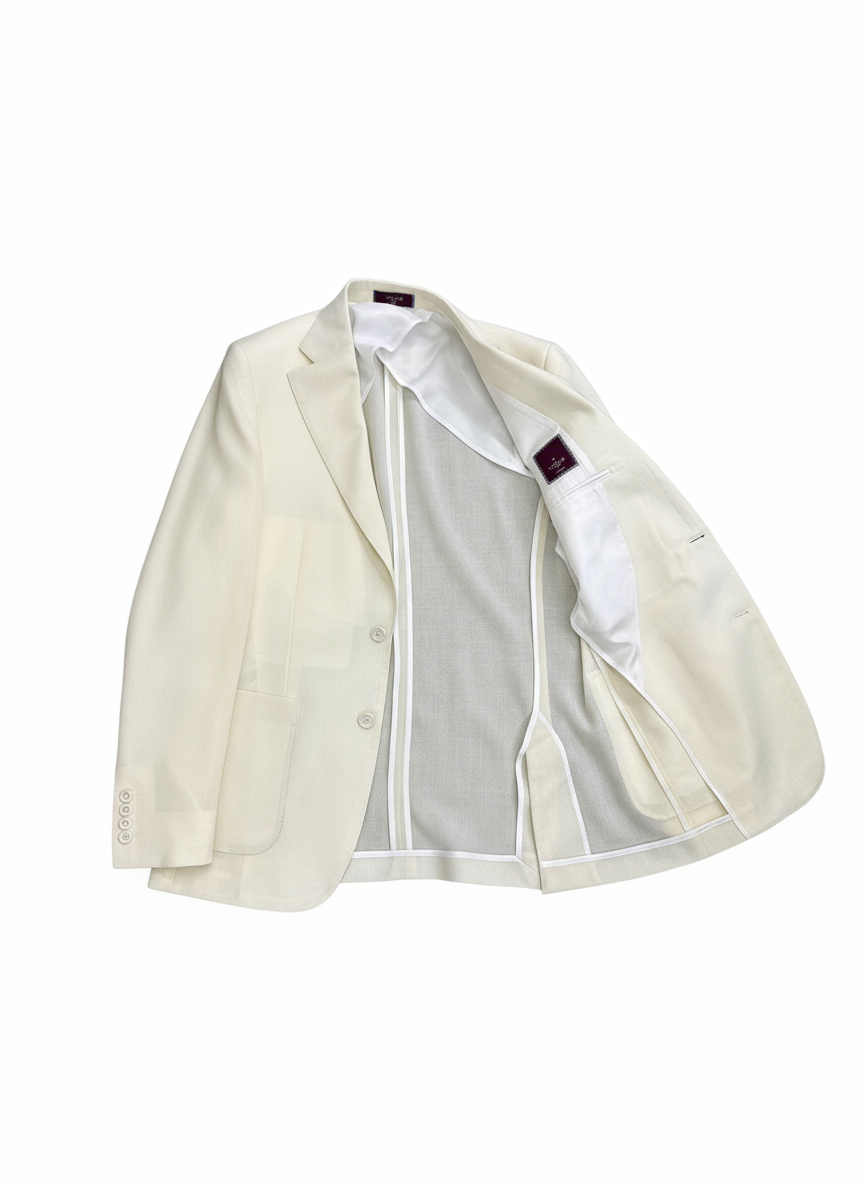 Ivory Veneto/THP Slim Fit half lined, Pure Wool Jacket by Tiglio