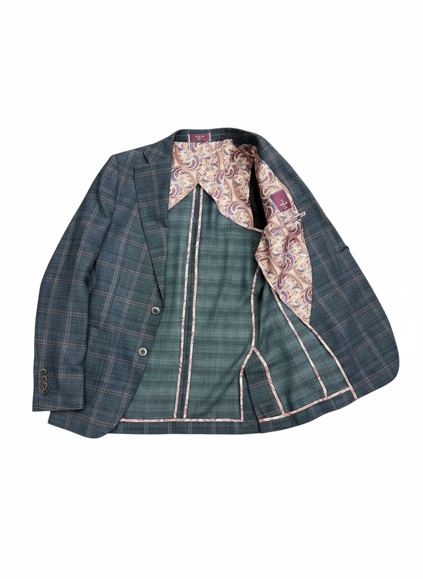 Tiglio Luxe Charcoal Gray With Stripes Veneto/THP Slim Fit Half Lined, Pure Wool Jacket TL3321 main image 1