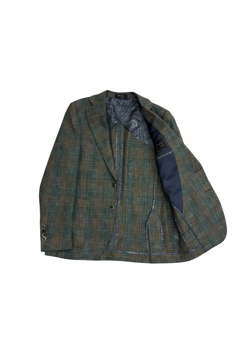 Tiglio Luxe Charcoal Gray With Stripes Veneto/THP Slim Fit Half Lined, Pure Wool Jacket TL3321 main image 0