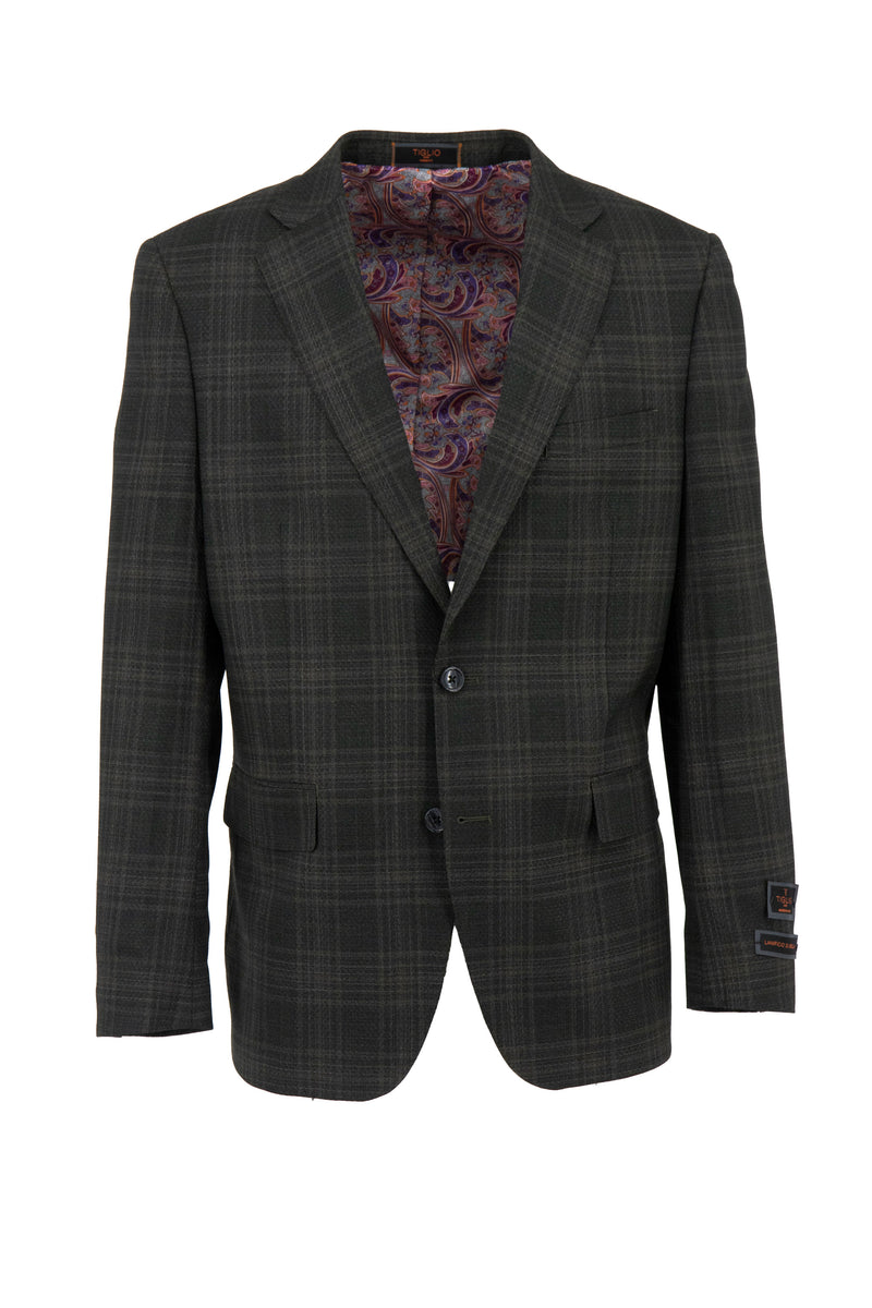 Tiglio Luxe Gray Brown with Windowpane Dolcetto Modern Fit, Pure Wool Jacket TL3382 main image 1
