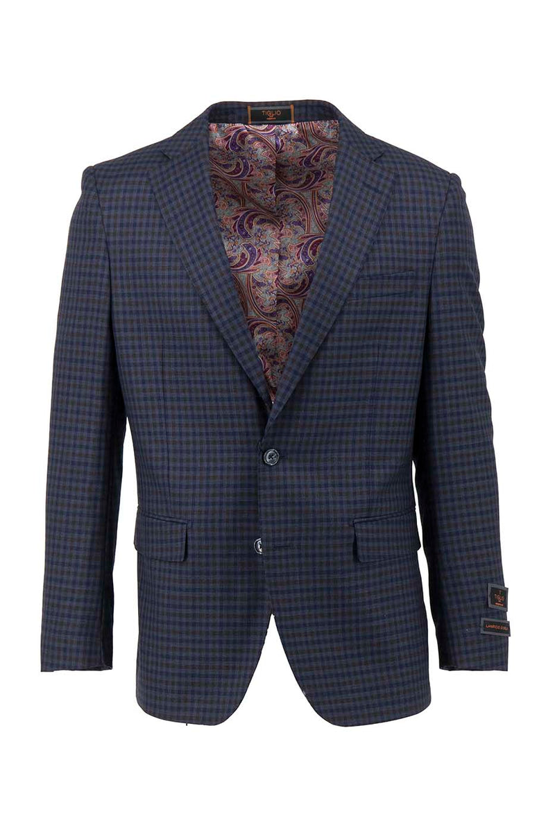 Tiglio Luxe Brown with Green Blue Windowpane Dolcetto Modern Fit, Pure Wool Jacket TL7520 main image 0