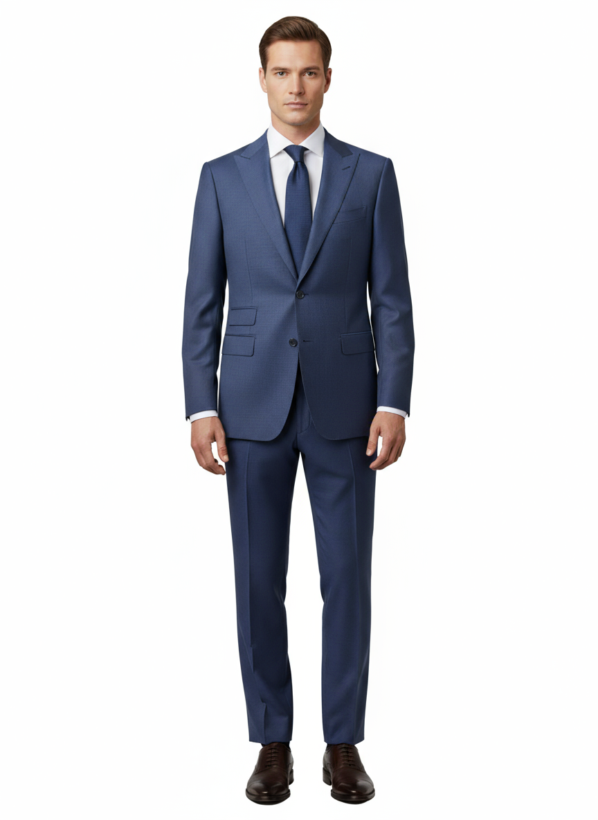 Costume Homme Tiglio Italien Bleu - Taille 44 Long, Coupe Slim, Laine - Occasion Très Bon état
