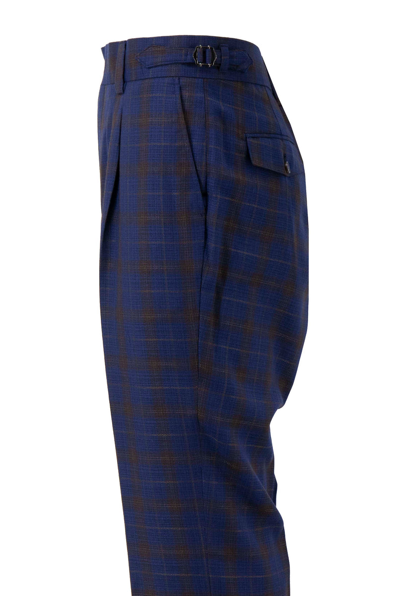 Tiglio Rosso Orvietto Navy & Brown Windowpane Semi Wide Leg TL7506 (IN STORE)