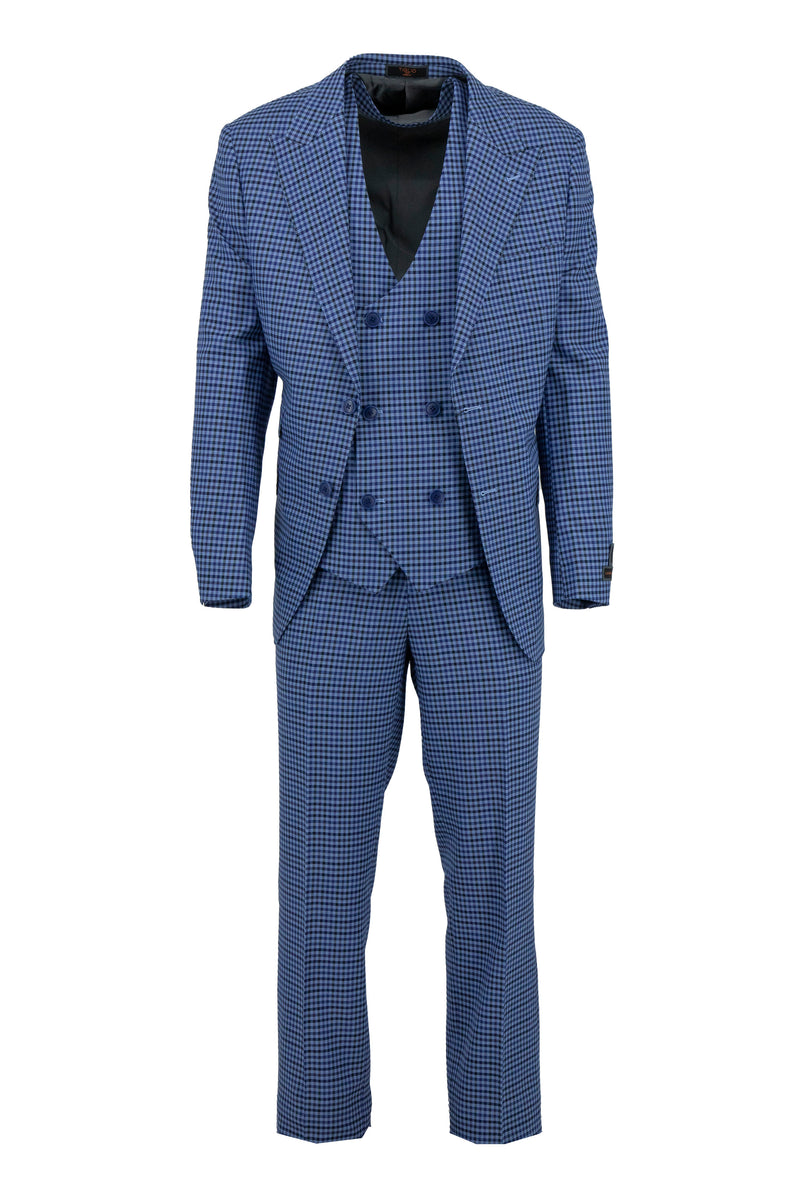 Tiglio Luxe Cerulean and Navy Check Dolcetto Modern Fit, Pure Wool Jacket TL2615 main image 1