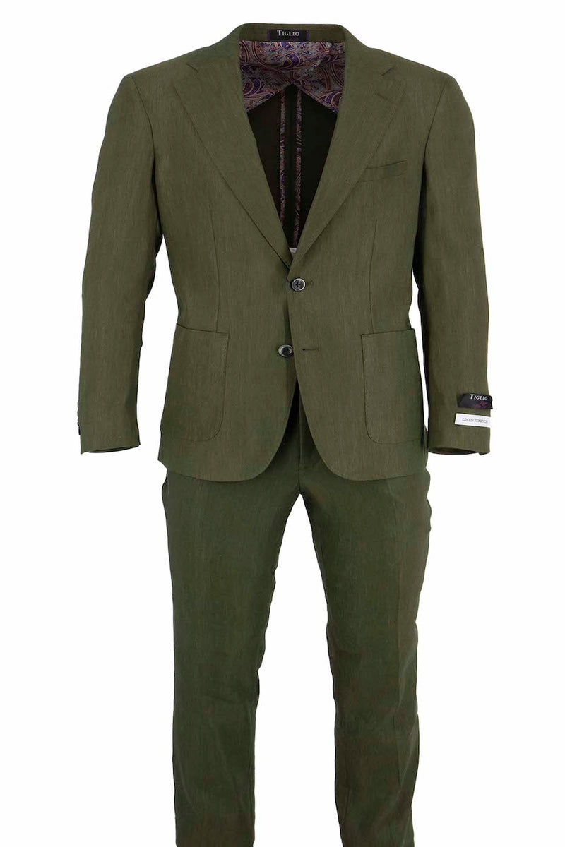 Silver 2 Button Tapered Cut Half Lined Linen Suit - Mens Linen Suit main image 1