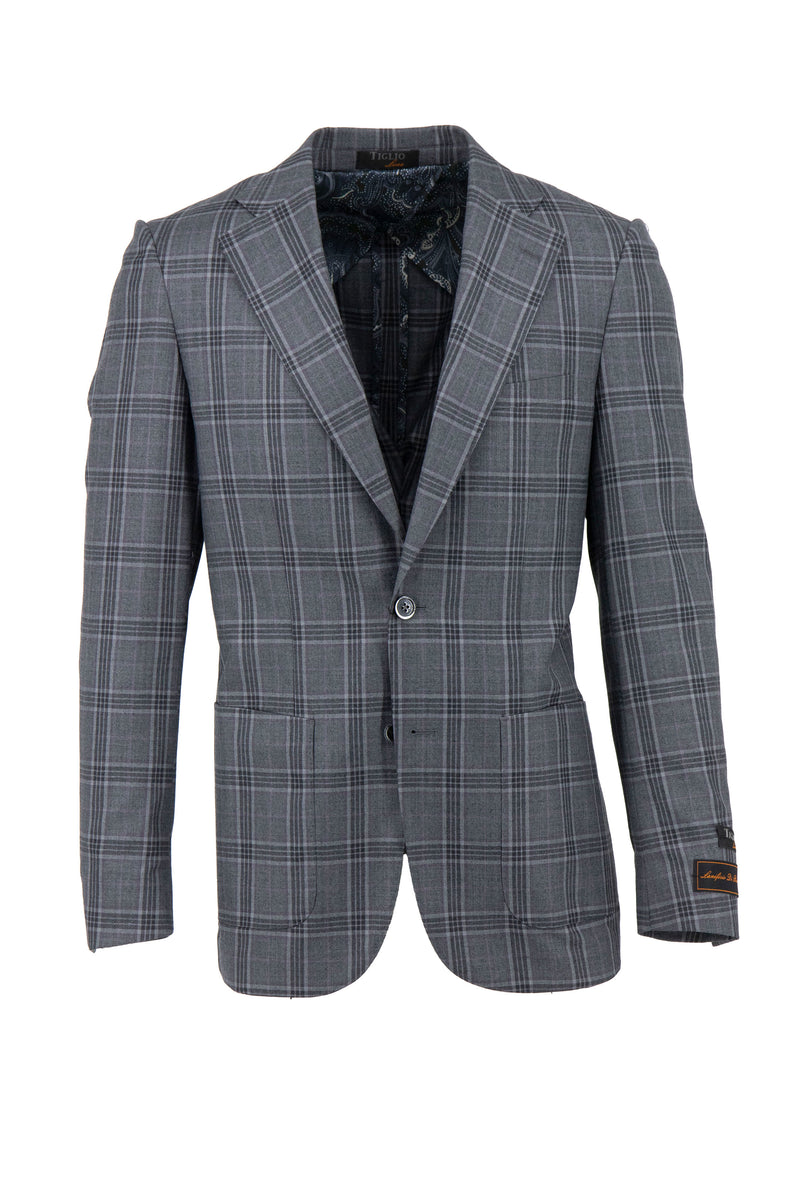 Tiglio Luxe Green and Black Mini Check with Windowpane Veneto/THP Slim Fit half lined, Pure Wool Jacket TL3310 main image 0