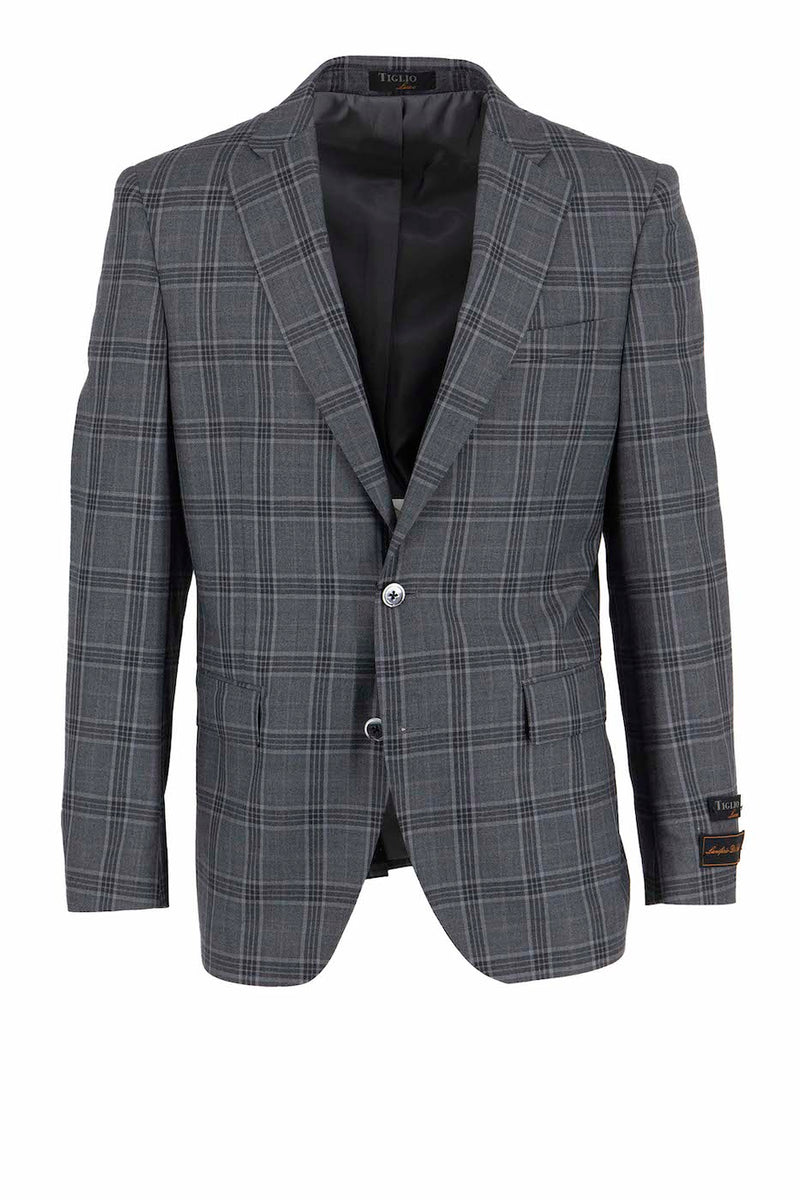 Tiglio Luxe Olive with Windowpane Dolcetto/THP Modern Fit Half Lined, Pure Wool Jacket TL3318 main image 1