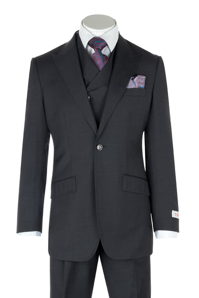 San Giovesse Slate Gray Wide Leg, Pure Wool Suit & Vest by Tiglio Rosso TIG1008  Tiglio - Italian Suit Outlet