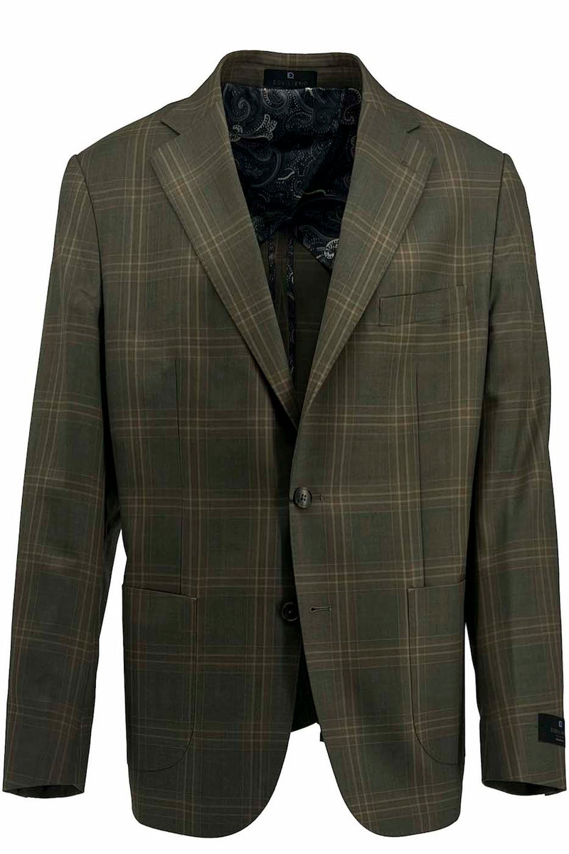 Tiglio Luxe Burnt Orange With Off White Windowpane Santorini /THP Slim Fit Half Lined, Pure Wool Jacket TL2632 main image 1
