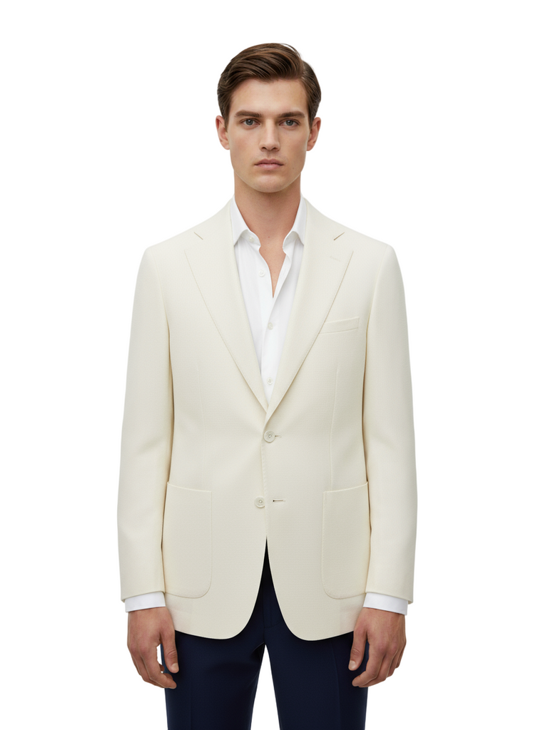 Ivory Veneto/THP Slim Fit half lined, Pure Wool Jacket by Tiglio
