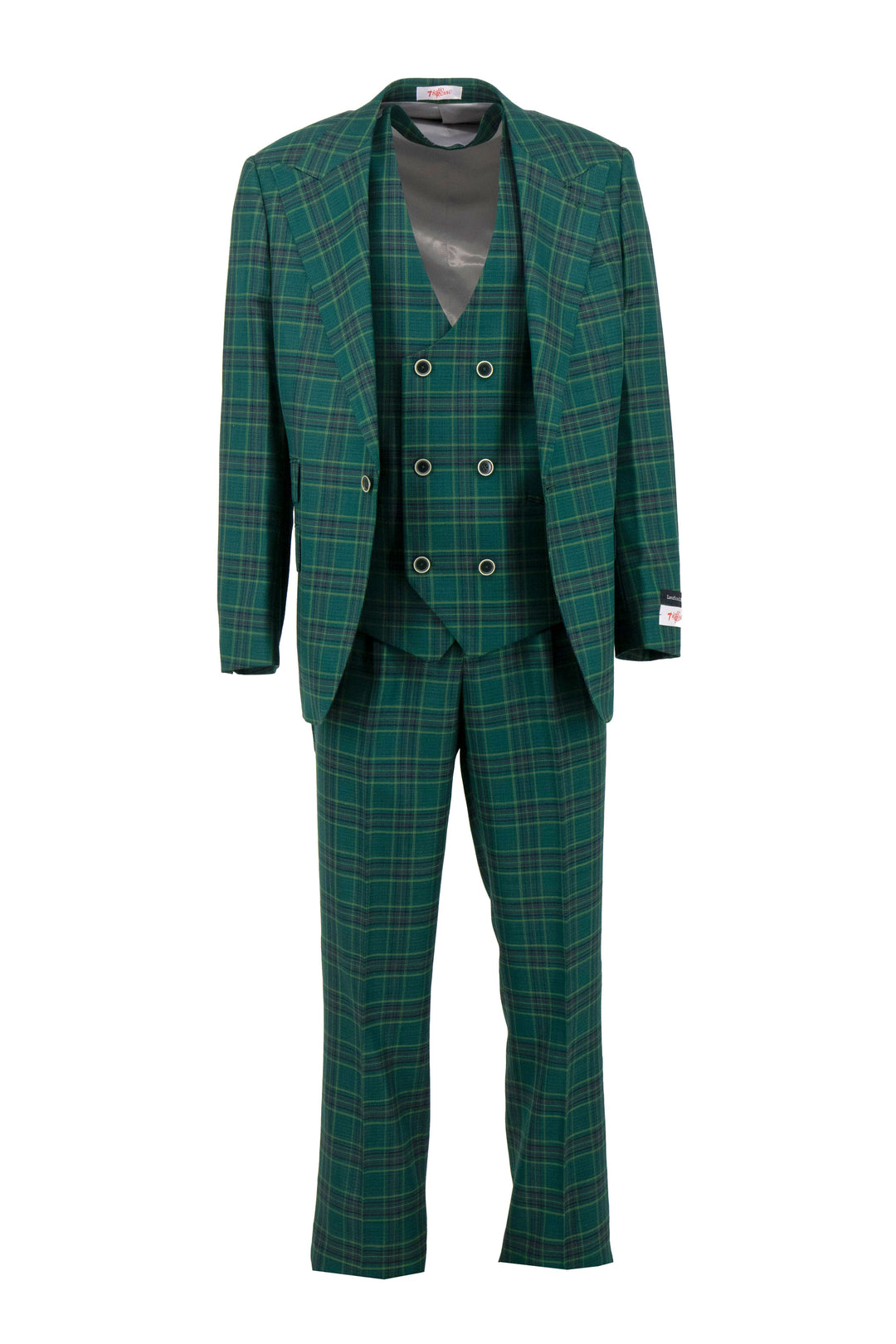 slim fit dress slacks Hisdern Men's Green Plaid Wedding Vest for Skinny Guys Xs main image 1