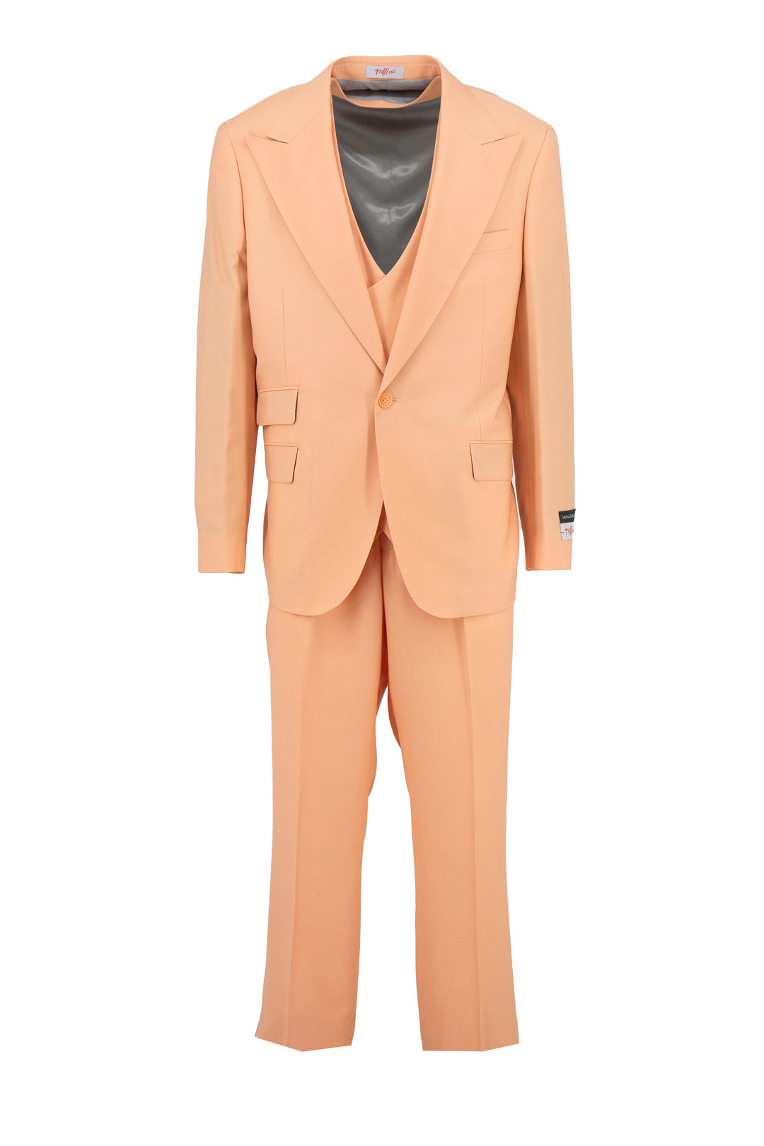 Cantaloupe Orvietto Semi Wide Leg Pure Wool Suit & Vest by Tiglio