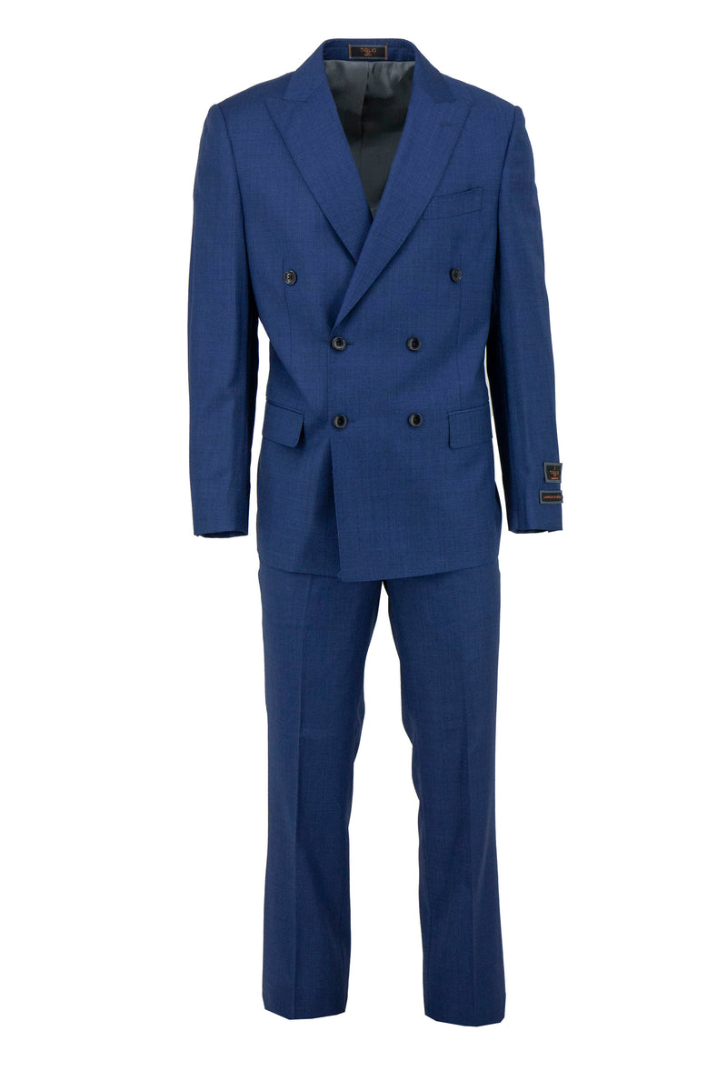 Blue Sharkskin Pistoia, Modern Fit Pure Wool Men’s Suit by Tiglio Luxe ...