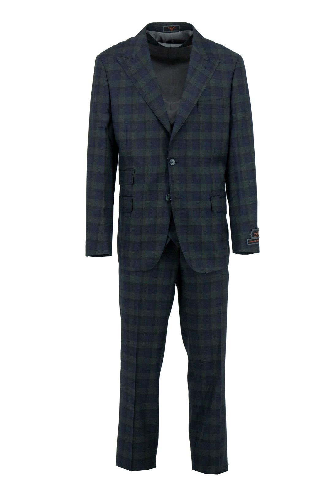 slim fit dress slacks Navy and Green Plaid Tiglio Luxe Prosecco, Modern Fit Pure Wool Suit & –  Italian Suit Outlet