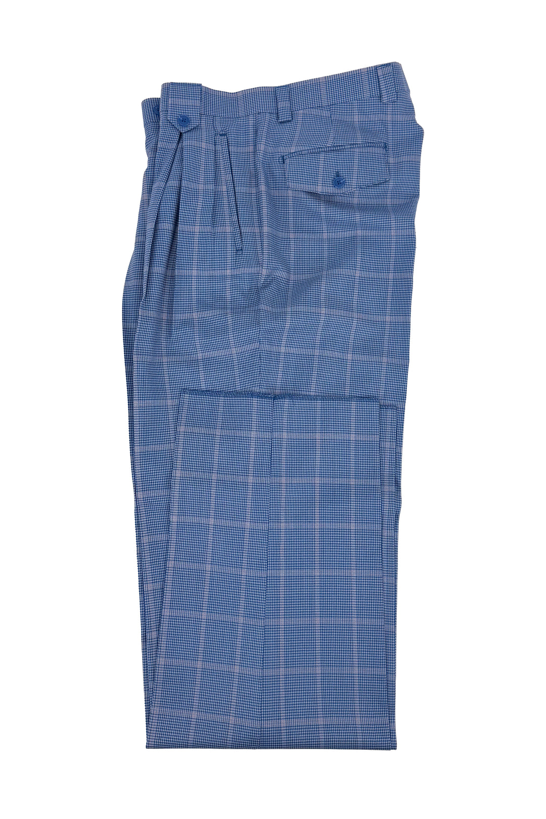Sky Blue Mini Houndstooth with Pink Windowpane Wide Leg Wool Dress Pan –  Italian Suit Outlet