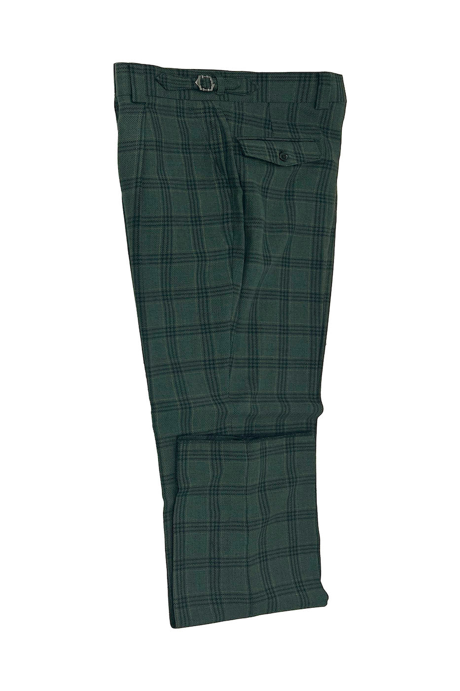 Hunter Green with Black Windowpane Semi-Wide Leg Wool Marbella Dress Pant by Tiglio Lux Hunter Green with Black Windowpane Semi-Wide Leg Wool Marbella Dress Pant by Tiglio Lux