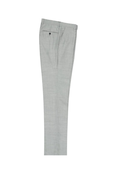 Light Gray Herringbone Flat Front, Pure Wool Dress Pants by Tiglio Luxe 12A005  Tiglio - Italian Suit Outlet