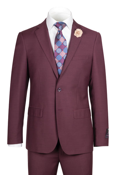 Porto Burgundy, Slim Fit, Pure Wool Suit by Tiglio Luxe - BURGUNDY  Tiglio - Italian Suit Outlet
