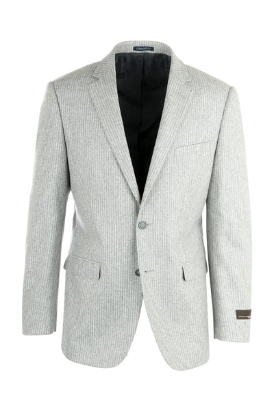 Sangria Elbow Patches Appliqued Light Gray Stripe Flannel Wool Jacket by Canaletto Menswear CN1418/1  Canaletto - Italian Suit Outlet