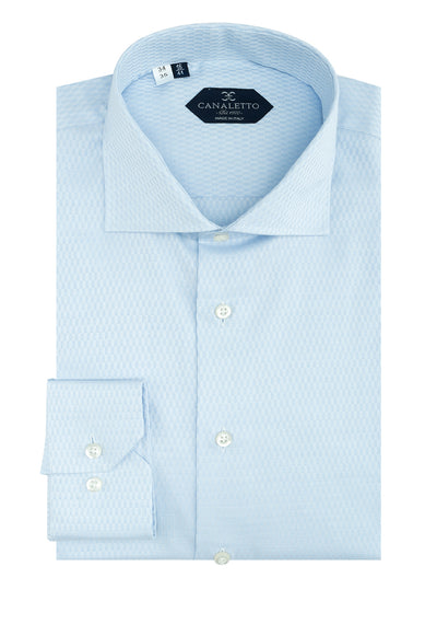 Light Blue Patterned Dress Shirt, Regular Cuff, by Canaletto CS1046  Canaletto - Italian Suit Outlet