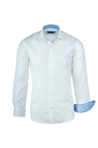 White with White Paisley Pattern Italian Pure Cotton Sport Shirt by Canaletto Menswear CS1068  Canaletto - Italian Suit Outlet