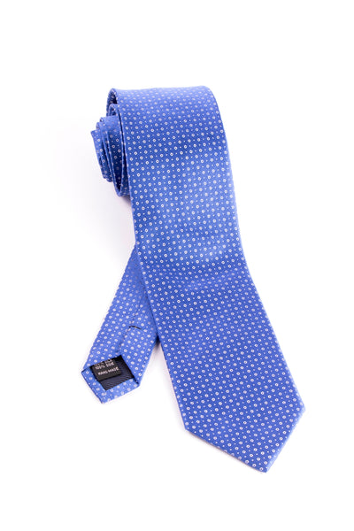 Pure Silk Blue with White Circles and Dots Tie by Tiglio Luxe  Tiglio - Italian Suit Outlet