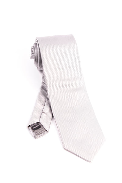 Pure Silk Silver with Horizontal Lines Tie by Tiglio Luxe  Tiglio - Italian Suit Outlet