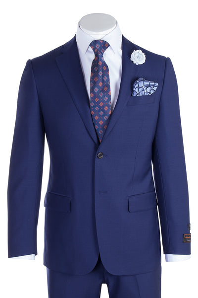 Novello French Blue Pure Wool Men’s Suit by Tiglio Luxe  Tiglio - Italian Suit Outlet