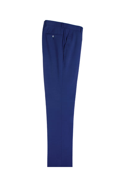 French Blue Flat Front, Pure Wool Dress Pants by Tiglio Luxe  Tiglio - Italian Suit Outlet
