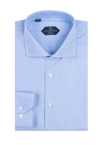 Light Blue Textured Dress Shirt, Regular Cuff, by Canaletto Firenze/223/4  Canaletto - Italian Suit Outlet