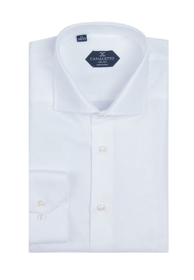 White Textured Dress Shirt, Regular Cuff, by Canaletto Firenze/223/1  Canaletto - Italian Suit Outlet