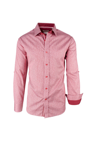 Red with White Pattern Modern Fit Sport Shirt by Tiglio Sport FS6006/2  Tiglio - Italian Suit Outlet