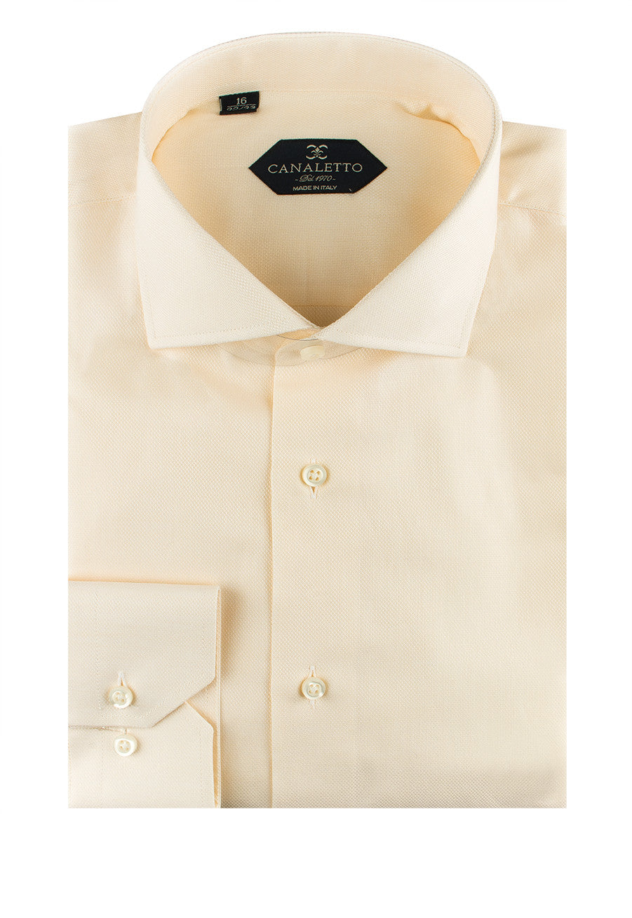 Light Yellow Textured Dress Shirt, Regular Cuff, by Canaletto Firenze/   Italian Suit Outlet