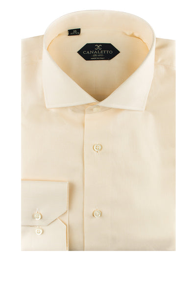 Light Yellow Textured Dress Shirt, Regular Cuff, by Canaletto Firenze/E5  Canaletto - Italian Suit Outlet