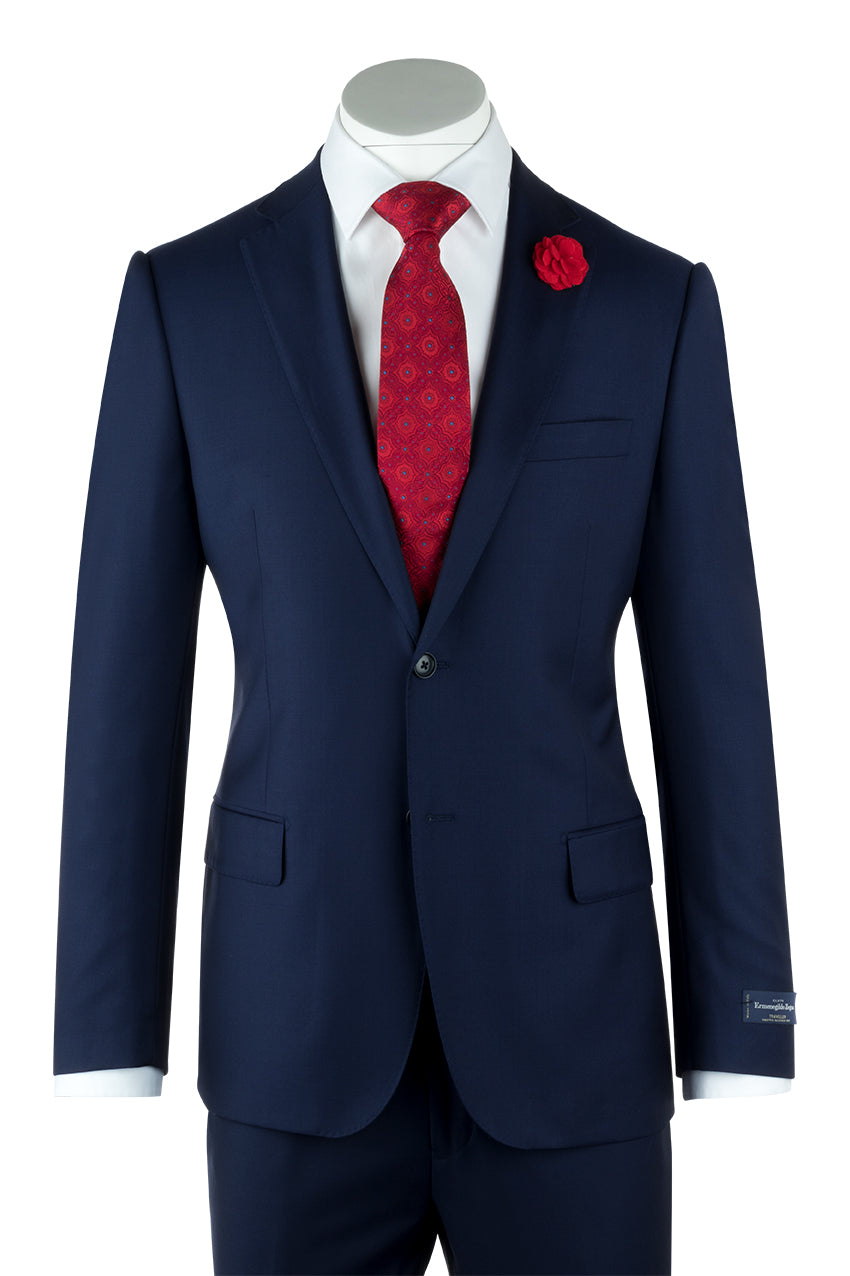 Zegna Ermenegildo Cloth Slim Fit Superfine Wool Cobalt Blue Porto