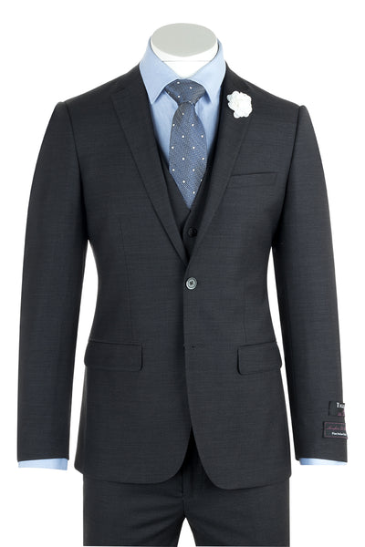 Sienna Charcoal Gray Slim Fit Pure Wool Suit & Vest by Tiglio Luxe TIG1010  Tiglio - Italian Suit Outlet