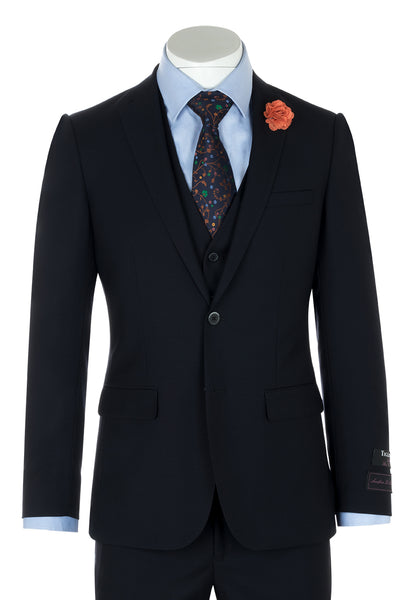 Sienna Navy Blue Slim Fit Pure Wool Suit & Vest by Tiglio Luxe TIG1002  Tiglio - Italian Suit Outlet