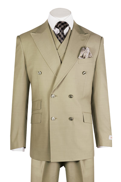 EST Tan Wide Leg Pure Wool Suit & Vest by Tiglio Rosso TIG1004  Tiglio - Italian Suit Outlet