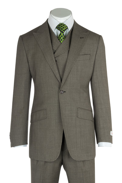 San Giovesse Tan Birdseye Wide Leg, Pure Wool Suit & Vest by Tiglio Rosso TIG1017  Tiglio - Italian Suit Outlet