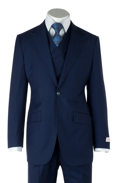 San Giovesse French Blue Wide Leg, Pure Wool Suit & Vest by Tiglio Rosso  Tiglio - Italian Suit Outlet