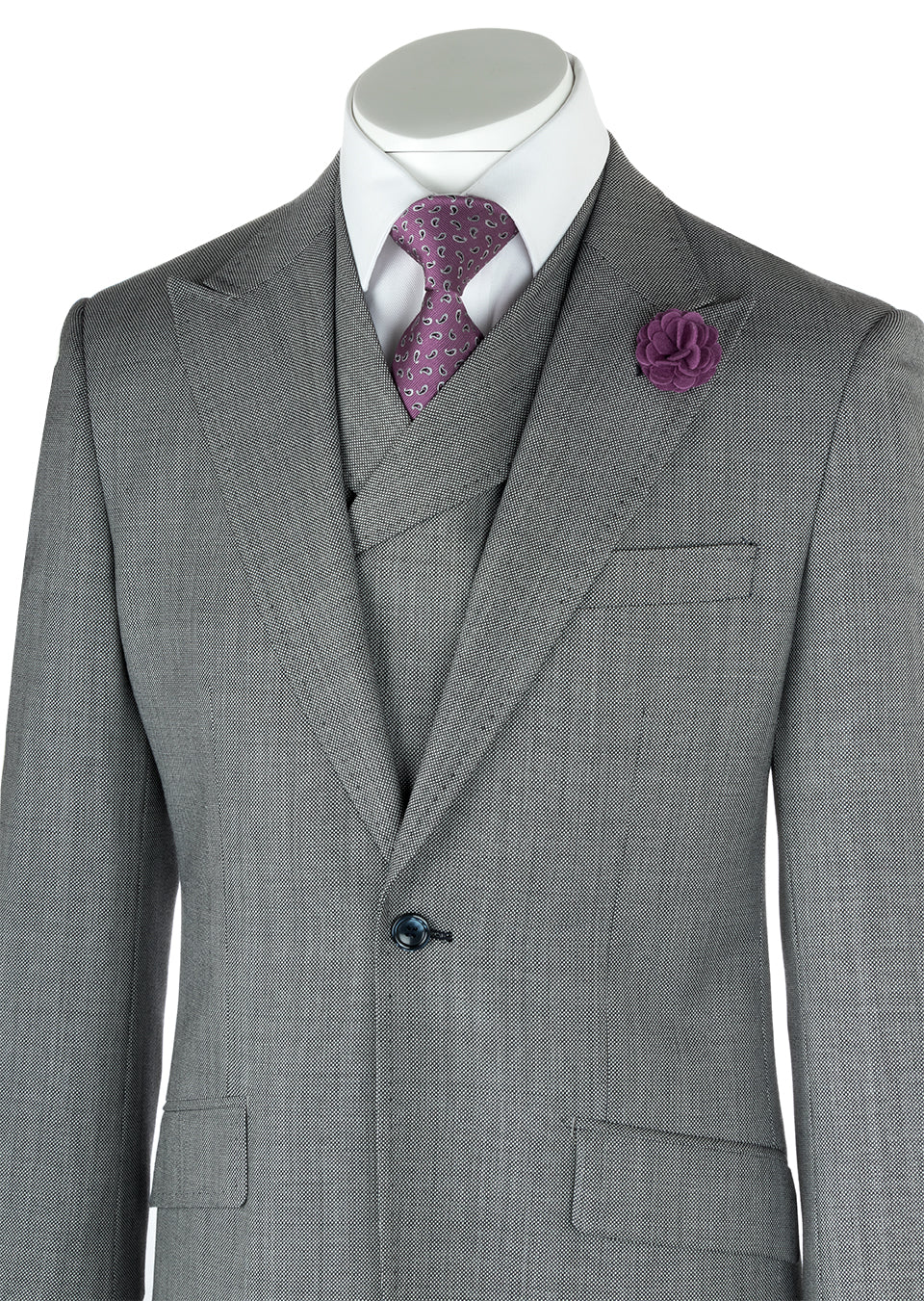 San Giovesse Light Gray Birdseye Wide Leg, Pure Wool Suit