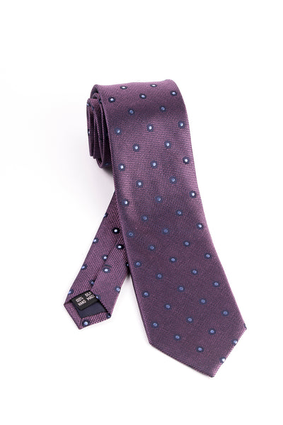 Pure Silk Fuchsia and Navy Mini Check with Light Blue and Navy Polka-Dots Tie by Tiglio Luxe  Tiglio - Italian Suit Outlet
