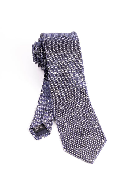 Blue and White with White Polka-Dots Tie by Tiglio Luxe  Tiglio - Italian Suit Outlet