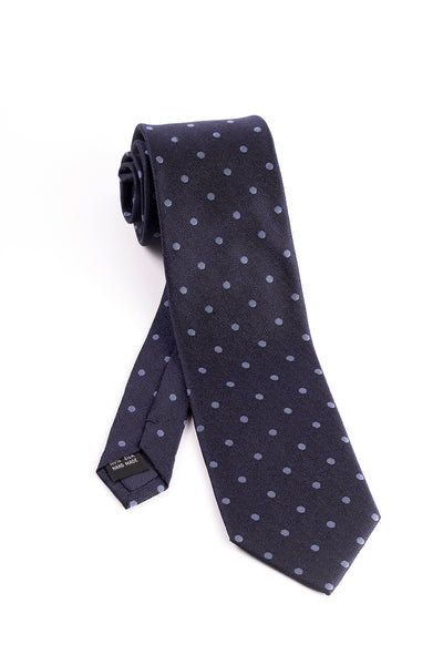 Pure Silk Navy with Light Blue Polka-Dots Tie by Tiglio Luxe  Tiglio - Italian Suit Outlet