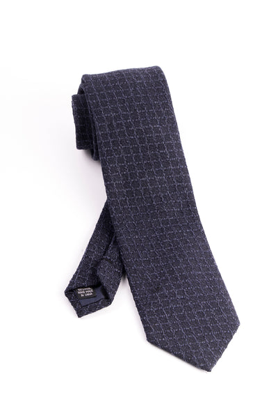 Pure Wool Navy with Windowpane Pattern Tie by Tiglio Luxe  Tiglio - Italian Suit Outlet
