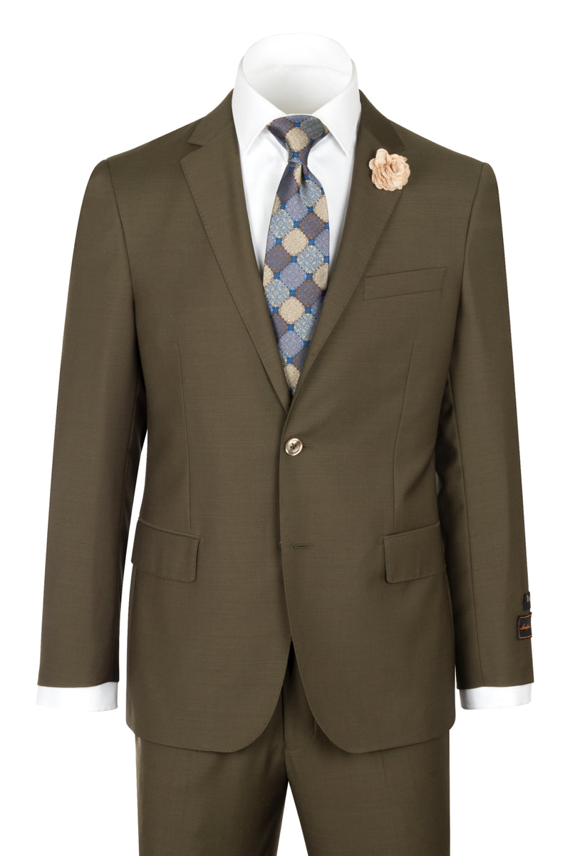Tiglio Italian Suit - Real Wool Fabric Super 150's Novello Brown, Modern Fit Suit in Color Brown main image 1