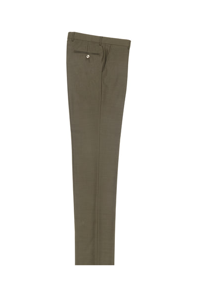 OliveFlat Front, Pure Wool Dress Pants by Tiglio Luxe - OLIVE  Tiglio - Italian Suit Outlet
