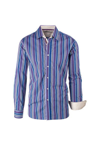 Multi-Color Striped Modern Fit Sport Shirt by Equilibrio Sport SP4793  Equilibrio - Italian Suit Outlet