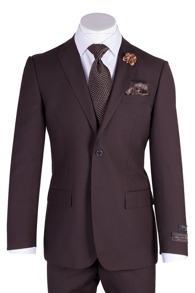 Novello Brown Pure Wool Men’s Suit by Tiglio Luxe TIG1003  Tiglio - Italian Suit Outlet