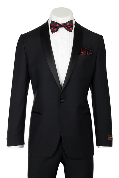 Tiglio Luxe Beckham, Modern Fit, Black, Pure Wool Tuxedo TIG1001  Tiglio Luxe - Italian Suit Outlet